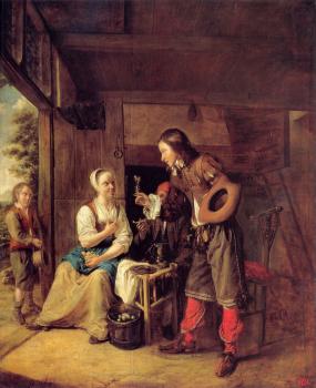 皮特爾 德 衚格 A Man Offering A Glass of Wine to a Woman